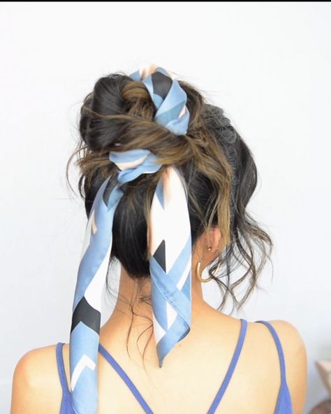 Prom Hair Braids, Scarf Updo, Effortless Updo, Best Hair Ties, Cute Messy Buns, Updo Tutorial, Hair Bun Tutorial, Hair Scarf Styles, Cute Hairstyles For Medium Hair