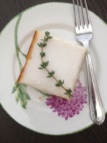 Lemon Thyme Bars | D.M.R. Fine Foods Tart Desserts, Cakes Ice Cream, Farmers Market Recipes, Lemon Thyme, Tart Dessert, Bakery Ideas, Herb Recipes, Cookie Bar Recipes, Sweet Delights