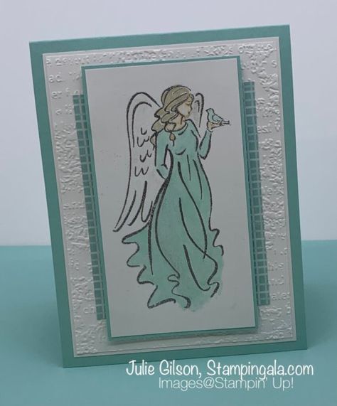 Angel Cards Handmade, Angel Christmas Cards, Angel Of Peace, Religious Christmas Cards, Homemade Christmas Cards, Stampin Up Christmas Cards, Wink Of Stella, Angel Cards, Stampin Up Christmas