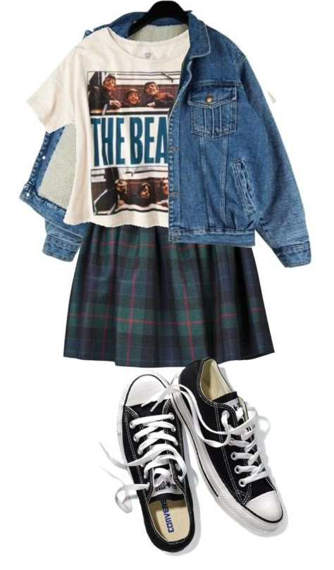 "The Beatles" by lovely-child ❤ liked on Polyvore Moda Ulzzang, Pin Up Vintage, Fashion 80s, 80s Outfit, 90s Outfit, Plus Size Vintage, A Skirt, Moda Vintage, 80s Fashion