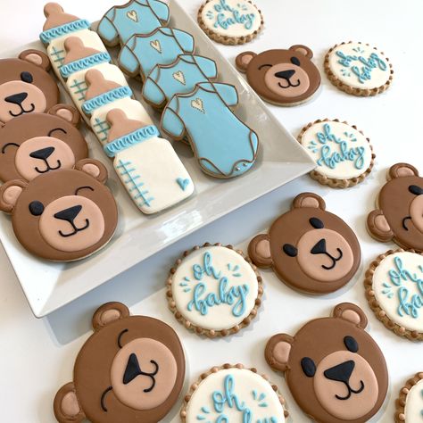 "Its a Boy" Teddy Bear Baby Shower | Kelley Hart | Flickr Teddy Bear Cookies Baby Shower Boys, Bear Baby Shower Desserts, Teddy Bear Cookies Decorated, We Can Bearly Wait Cookies, Teddy Bear Baby Shower Cookies, Baby Shower Nails Boy, Baby Shower Cookies Neutral, Baby Shower Sheet Cakes, Shower Nails