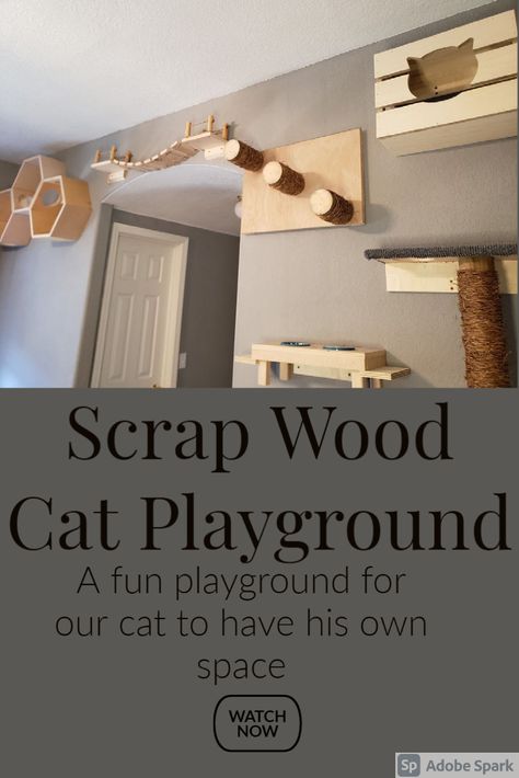 Yep, you could say our cat is spoiled. This was easier than you think. Follow along to see how we did it. Dont forget to follow me on Instagram and TikTok for lots of project ideas. Cat Wall House, Diy Cat Walkway, Cat Super Highway Diy, French Cleat Cat Wall, Cat Playroom Indoor, Cat Play Wall Diy, Diy Cat Jungle Gym Wall, Diy Cat Corner Ideas, Cat Entertainment Indoor Diy