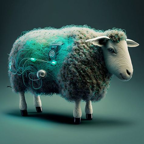 Do Androids Dream Of Electric Sheep, Electric Sheep, Sheep Paintings, Alpaca, Cyberpunk, Sheep, Electricity, Art