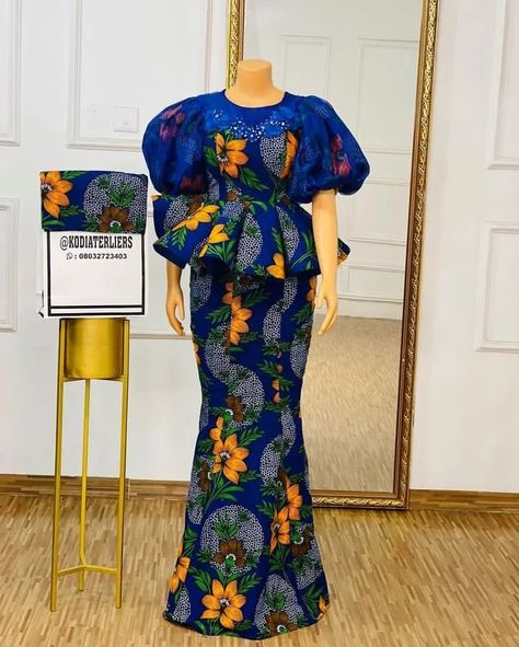 Skirt and Blouse Ankara Styles 2024 for Wedding Latest Skirt And Blouse Styles, Blouse Ankara Styles, Ankara Peplum Blouse And Skirt, Ankara Flare Skirt, Ankara Peplum Skirt, Ankara Blouse And Skirt, Peplum Skirt And Blouse, Styles For Ankara, Ankara Peplum Blouse