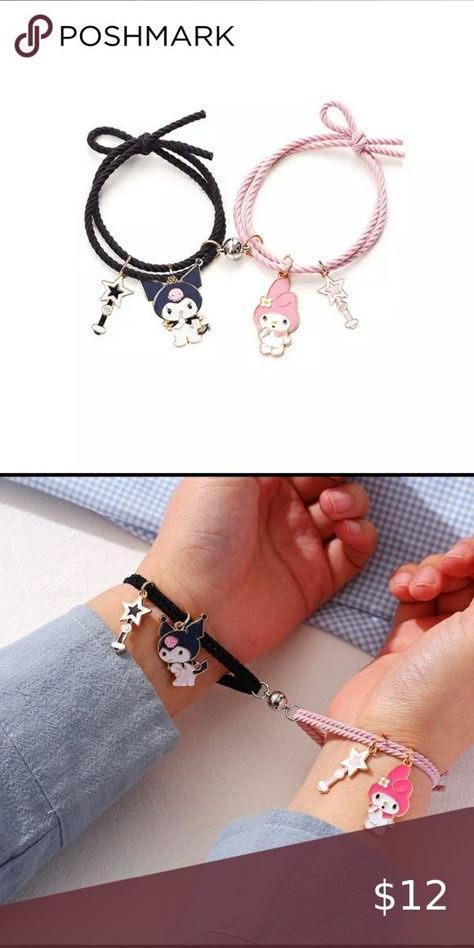 My Melody And Kuromi Jewelry, My Melody And Kuromi Bracelet, My Melody Bracelet, Kuromi Jewelry, Kuromi Bracelet, Kuromi Y Melody, Kuromi Stuff, Kuromi And My Melody, Couples Bracelets