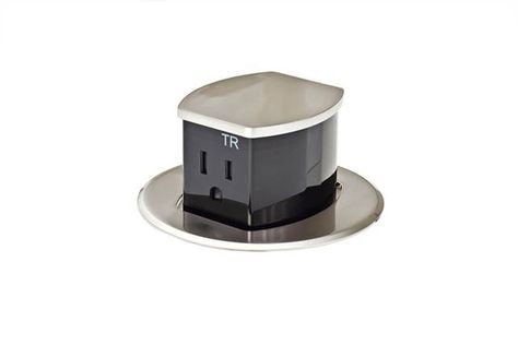 Low-profile, pop-up power receptacles Pop Up Outlets Kitchen Island, Electrical Outlets In Kitchen, Outlet Placement, Pop Up Outlets, Kitchen Pop, Custom Backsplash, Minnesota Home, Kitchen Counter Top, Power Pop