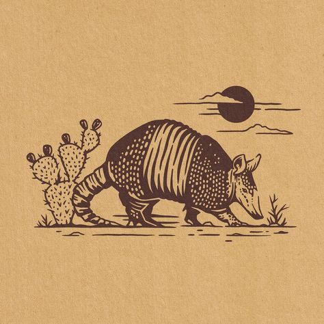 Cowboy Armadillo Tattoo, Armadillo Aesthetic, Desert Animals Drawing, Armadillo Sketch, Armadillo Cartoon, Armadillo Cowboy, Southwest Illustration, Armadillo Drawing, Armadillo Illustration