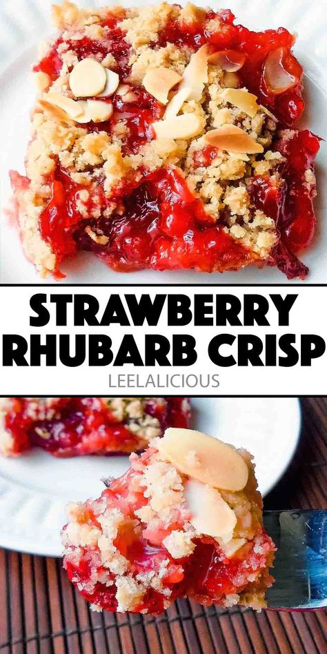 Gluten-Free Strawberry Rhubarb Crisp Recipe » LeelaLicious Gluten Free Crisp, Strawberry Rhubarb Crisp Recipe, Rhubarb Crisp Recipe, Gluten Free Crisps, Rhubarb Recipes Crisp, Sweet Savory Recipes, Strawberry Rhubarb Crisp, Rhubarb Crisp, Pastry Pie