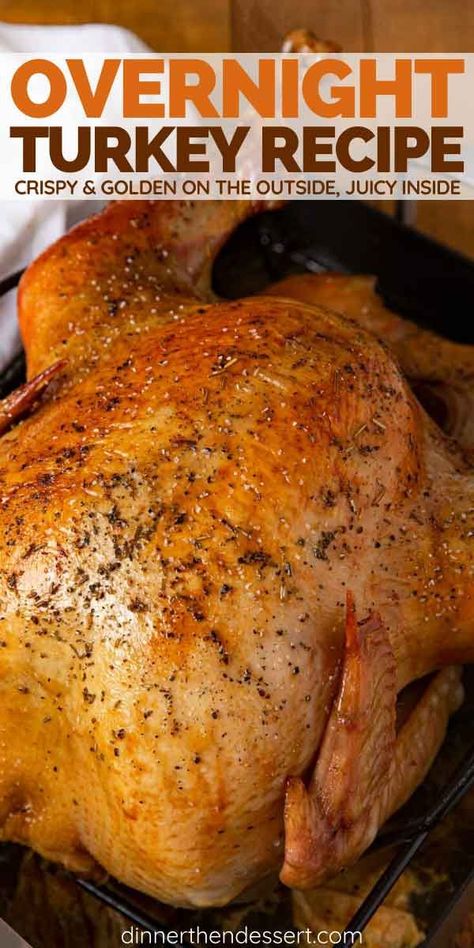 How to Cook a Roast Turkey Overnight with no basting needed! | #turkey #thanksgiving #christmas #holidays #dinner #dinnerthendessert Overnight Turkey Recipe, Overnight Turkey, Easter Entrees, Roast Turkey Recipes Thanksgiving, Turkey Injection, Turkey In Oven, Turkey Brine Recipes, Roast Turkey Recipes, Cooking A Roast