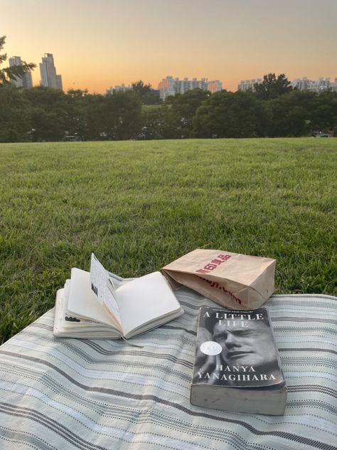 Picnic in Seoul. Reading a book at Olympic Park, Seoul. Sunset in Seoul Olympic Park Seoul, Reading At Park, Picnic Park Aesthetic, Park Reading Aesthetic, Reading In A Park Aesthetic, Solo Picnic Aesthetic, Picnic Korea, Summer In Seoul, Reading Picnic