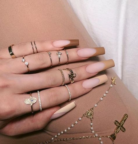 Brown Acrylic Nails, Rings And Bracelets, Nagel Tips, Edgy Nails, Simple Acrylic Nails, Fall Acrylic Nails, Long Acrylic Nails Coffin, Bling Acrylic Nails, Acrylic Nails Coffin Short