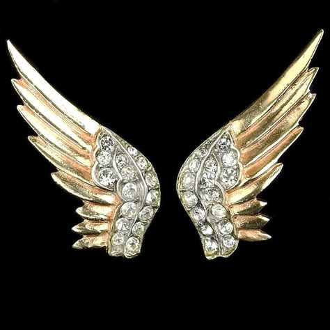 Elegant Gold Winged Jewelry, Elegant Adjustable Wing-shaped Jewelry, Elegant Nickel-free Wing-shaped Jewelry, Elegant Gold Wing-shaped Jewelry, Elegant Wing-shaped Metal Earrings, Patriotic Jewelry, Eagle Wings, Trifari Jewelry, Wing Jewelry