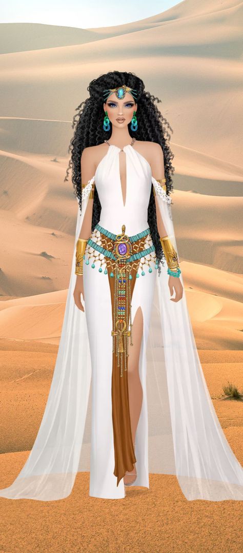 Cleopatra Fashion Inspiration, Ancient Egypt Inspired Fashion, Egyptian Queen Outfit, Egypt Dress Fashion, Ancient Egypt Fashion Queens, Egyptian Outfits Women, Egyptian Dress Ancient, Egyptian Fashion Illustration, Egyptian Dress Goddesses