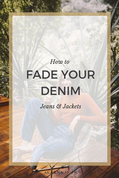 How to fade denim jeans or a denim jacket | Bleaching, Washing & Ageing | Alarna Hope Fashion Stylist Lighten Jeans, Distressed Denim Jacket Diy, Bleach Jeans Diy, Dark Jean Jacket, Bleached Denim Jacket, How To Make Jeans, How To Fade, Bleach Pen, Diy Denim Jacket