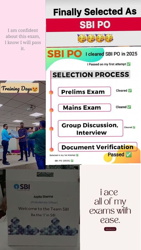 I have cleared SBI PO 2025 exam in my first attempt. Sbi Po, Vision Board Book, Vision Board Themes, Welcome To The Team, Vision Board Images, Dream Vision Board, Vision Board Manifestation, Army Love, Training Day