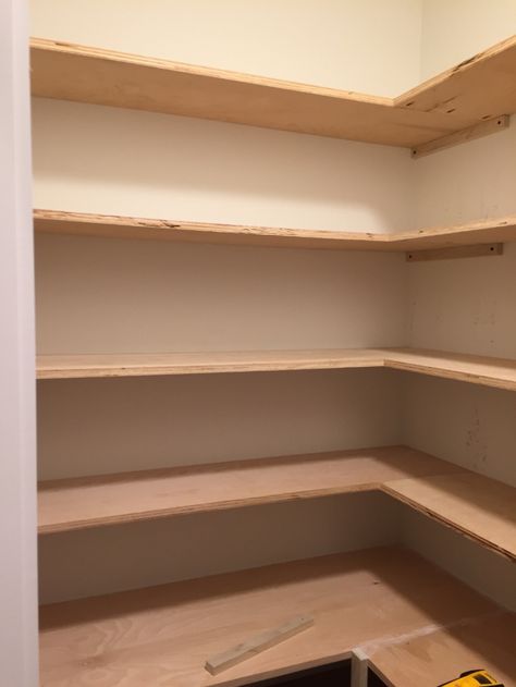 How to Build a Custom Pantry Shelves For Pantry Diy, Organize Food Pantry, Diy Pantry Shelves, Pantry Renovation, North Caroline, Pantry Layout, Hampshire House, House Pantry, Hall Cupboard