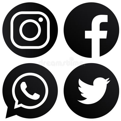 White background rounded black & white Facebook Instagram Twitter Whats-app logos vector illustration White Editorial Photography, Facebook Logo White, Instagram Logos, Facebook And Instagram Logo, Blog Logo Design, App Logos, Logo B, Twitter Logo, Logo Instagram