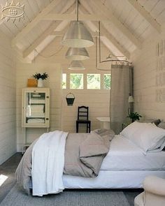 garage shed turning into guesthouse Shed Guest House, Cabin Room, Small Attic, House Shed, Attic Renovation, Attic Remodel, Vintage Campers, Style Cottage, Wooden Houses