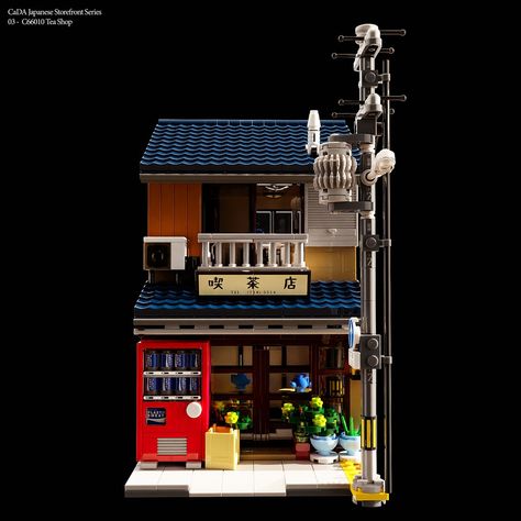 Japanese Shop Front Design, Japanese Tea Shop, Japanese Store Fronts, Japanese Machiya, Base Ideas, Japanese Tea House, Japanese Shop, 3d Inspiration, Shop Lego