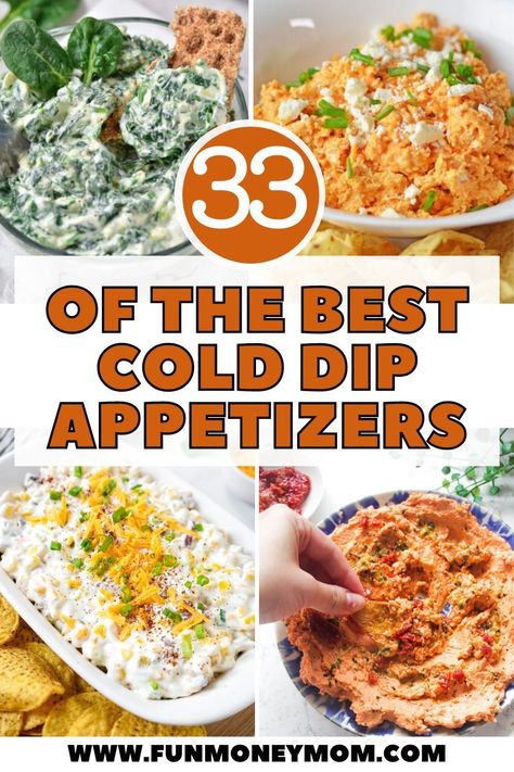 These easy Cold Dip Recipes are some of our favorite flavor-packed dipping creations ever! From rich and creamy to bold and spicy, these delicious dips are perfect for parties, charcuterie boards, or simple afternoon snacking. Easy Super Bowl Party Food Simple, Easy Party Dips Cold, Easy Cold Dip Recipes, Warm Appetizer Dips, Spicy Dip Recipes, Appetizer Dips Cold, Superbowl Party Food Easy, Vegetarian Super Bowl, Easy Dips To Make