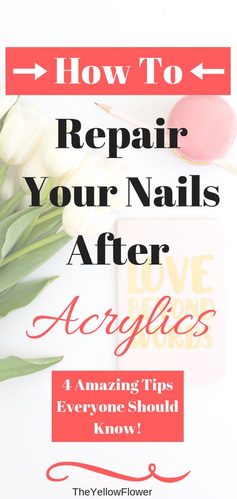 Damaging your nails can be very easy and sometimes we don't even realise that they are damaged.Here are 5 Amazing Ways To Repair Your Nails After Acrylics. Nail Recovery After Gel, How To Take Care Of Nails After Acrylics, Strengthen Nails After Acrylics, Nail Recovery After Acrylics, How To Strengthen Nails After Acrylics, Nail Care After Acrylics, Damaged Nails After Acrylics, Nail Strengthener Diy, Strengthening Nails