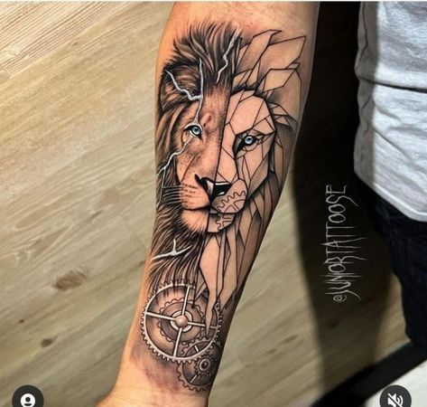 Lion Tattoos Men, Lion Tattoo Men, Leones Tattoo, Gears Tattoo, Tiger Tattoo Sleeve, Unique Tattoos For Men, Lion Tattoo Sleeves, Mens Lion Tattoo, Lion Head Tattoos