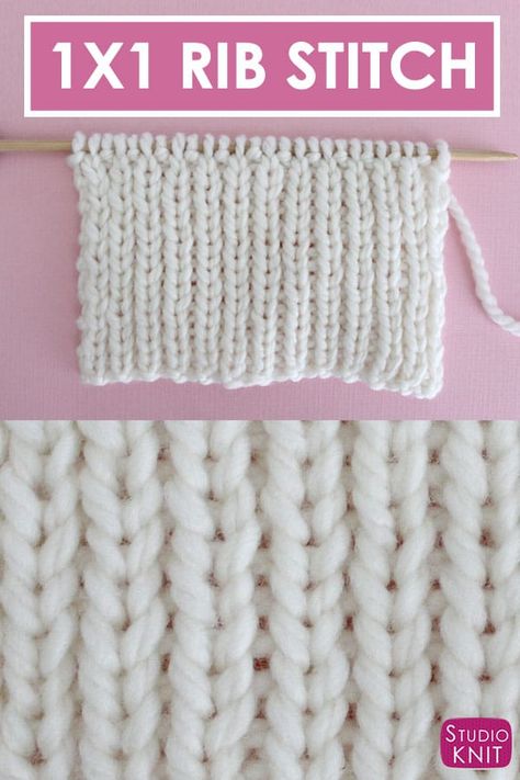 I love the stretchiness of this 1X1 RIB Stitch Pattern. It's perfect for hats when you need a close fit. Free pattern and video tutorial by Studio Knit. #StudioKnit #KnitStitchPattern #FreeKnitting via @StudioKnit Pearl Stitch Knitting, Easy Scarf Knitting Patterns, Rib Stitch Knitting, Stitch Knitting Pattern, Crochet Scarf For Beginners, Knit Ribbing, Crochet Scarf Easy, One Skein Crochet, Studio Knit