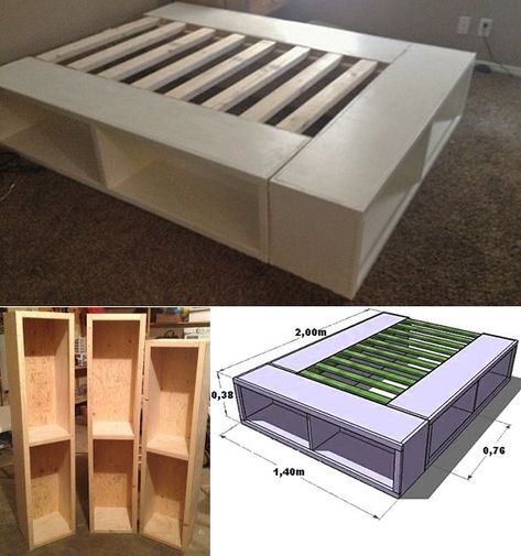 Platform Bed Diy, Diy Seng, Bedframe Diy, Bedroom Design Diy, Diy Platform Bed, Bed Platform, Diy Bed Frame, Platform Beds, Apartment Furniture