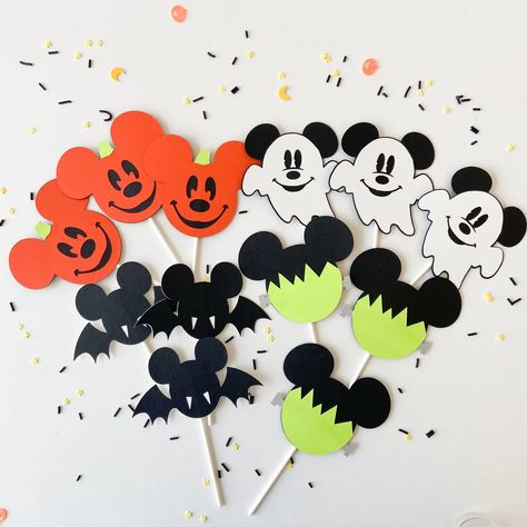 Mickey Mouse Halloween Cupcake Toppers Mickey Mouse Halloween Theme Party Decor Mickey Friends Cupcake Toppers Mickey Halloween Theme - Etsy Mickey Mouse Halloween Party, Mickey Mouse Halloween Birthday Party, Friends Cupcake Toppers, Disney Halloween Party, Spooky Birthday, Disney Halloween Parties, Halloween Theme Party, Mickey Halloween Party, Disneyland Birthday