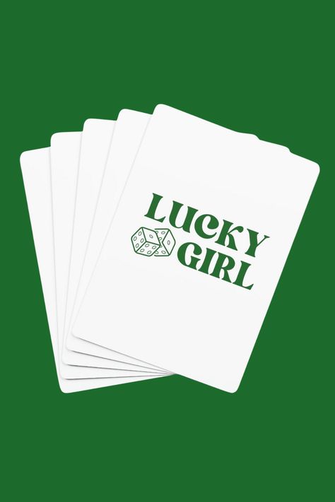 Are you ready to embrace your inner lucky charm? Look no further than our "Lucky Girl" deck of cards, exclusively available on Etsy! Each card features the words "Lucky Girl" in bold, beautiful typography, reminding you to embrace your positive energy and channel your good luck. These high-quality cards are perfect for a night of fun with friends or for keeping as a personal talisman of good fortune. So why wait? Shuffle your luck today and grab a set of "Lucky Girl" cards from Etsy! Geometric Illustration, Lucky Symbols, Fun With Friends, Market Stall, Beautiful Typography, Lucky Girl, 2024 Vision, Girl Party, Good Fortune