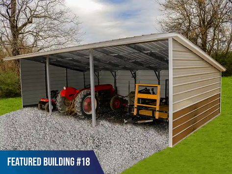 Tractor Shed Ideas, Custom Metal Buildings, Loafing Shed, Carport Sheds, Farm Shed, Run In Shed, Carport Garage, Metal Storage Sheds, Carport Designs