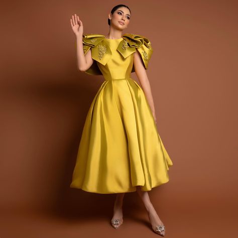 SS290 Arabic Gold Yellow Short Dubai Evening Dress 2024 Elegant Women Midi Formal Wedding Party Gowns Dubai Evening, Formal Wedding Party, Yellow Short, Dress 2024, Yellow Shorts, Women Midi, Party Gowns, Formal Wedding, Gold Yellow