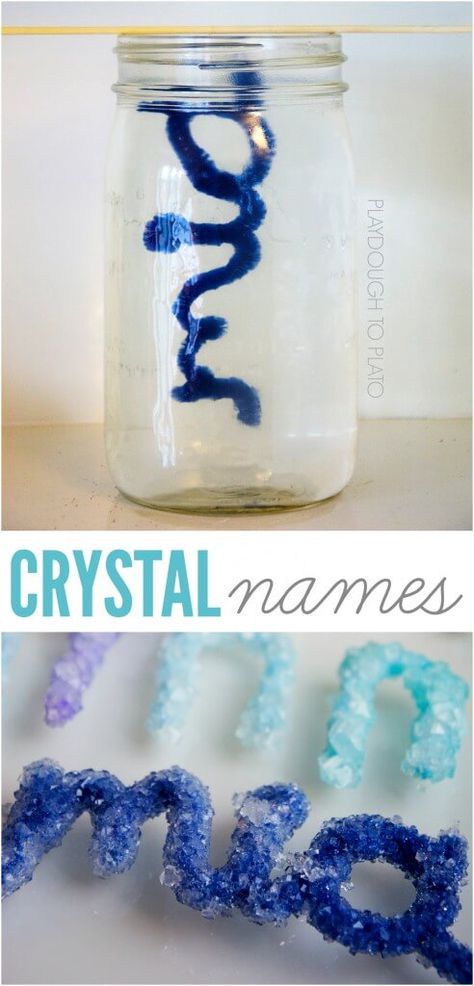 Vetenskapliga Experiment, Name Activity, Growing Crystals, Crystal Names, Kid Experiments, Science Experiment, Science Experiments Kids, Stem Activities, In A Jar