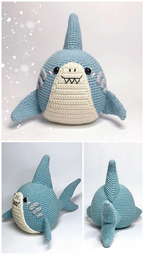 Crochet Baby Shark Amigurumi Free Pattern - Amigurumi Shark Amigurumi Free Pattern, Shark Crochet, Amigurumi Shark, Crochet Lovely, Crochet Shark, Free Crochet Amigurumi Patterns, Free Crochet Amigurumi, Crocheted Animals, Shark Pattern