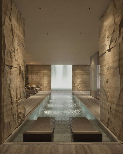 YODEZEEN | This spa area in a private residence is a true sanctuary of tranquility. Every surface is elegantly clad in travertine, exuding timeless... | Instagram Home Spa Room, Spa Area, Spa Room, Home Spa, Hotel Spa, Stone Rocks, Spa, Pool, Hotel