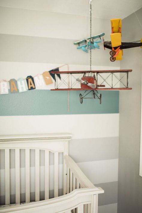 This Nursery Will Make You Want to Travel With Your Kids | The Everymom Planes Trains And Automobiles Nursery, Planes Trains Automobiles Nursery, Baby Nursery Vintage, Nursery Vintage, Car Nursery, Travel Nursery, Vintage Planes, Planes Trains And Automobiles, Vintage Nursery