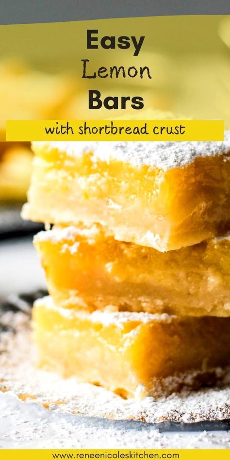 Make these easy lemon bars with a shortbread crust and a smooth lemon filling. Perfect for a quick dessert, this lemon bars recipe is great for anyone who loves lemon desserts. These lemon squares are a simple treat that you can whip up fast. They're a healthier option for a sweet craving and a hit for any summer party or brunch. Try this tasty dessert recipe today! #food #recipe Quick And Easy Lemon Bars, Lemon Bars With Pie Filling, Lemon Squares With Shortbread Crust, Best Lemon Bars Recipe, Lemon Bars 9x13 Pan, Lemon Bars Recipe Easy, Simple Lemon Bars, Best Lemon Squares, Lemon Squares Recipe Easy