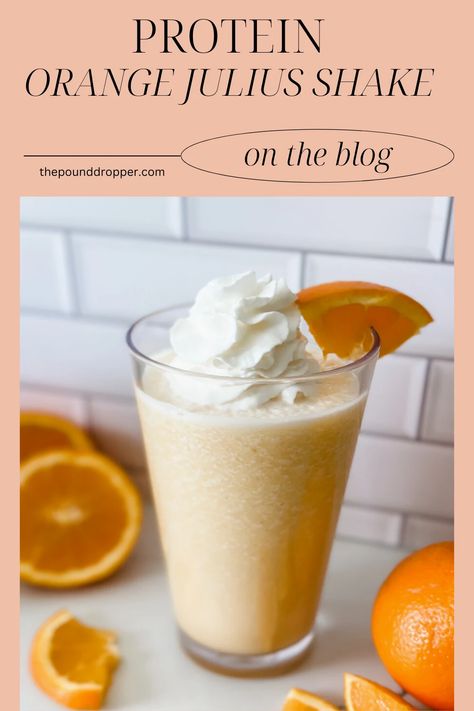 Protein Orange Julius Shake via @pounddropper Orange Julius Recipe Original, Healthy Orange Julius Recipe, Ww Treats, Orange Julius Smoothie, Orange Julius Recipe, Orange Smoothie Recipes, Creamsicle Smoothie, Pound Dropper, Healthy Beverages