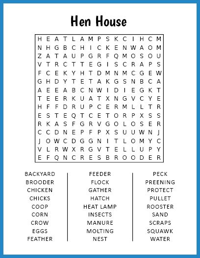 Free Printable Hen House Word Search Large Print Word Search, Word Search Puzzles Printables, Number Puzzles, Word Search Puzzles, Dude Ranch, Hen House, Hidden Pictures, Word Find, Word Puzzles