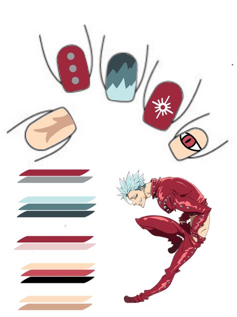 Simple Anime Nails, Anime Nail Ideas, Anime Inspired Nails, Nail Ideas Coffin, Anime Nail Art, Anime Nail, Nails March, Ideas Uñas, Inspiration Nails