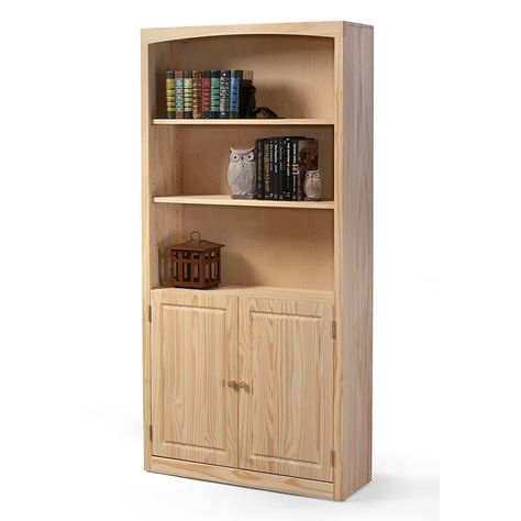 Archbold Pine bookcase with doors Bookcase With Doors, Pine Bookcase, Style Bookcase, Unfinished Furniture, Pine Doors, Wood Bedroom Furniture, Pine Design, Wood Bookcase, Wood Bedroom