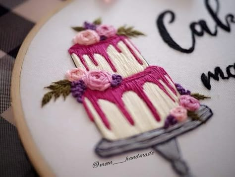 Cake Embroidery Designs, Cake Embroidery, Embroidery Hoop Decor, Etsy Embroidery, Embroidery Hoop Art Diy, Embroidery Patterns Flowers, Thread Bangles Design, Basic Hand Embroidery Stitches, Hand Embroidery Patterns Free