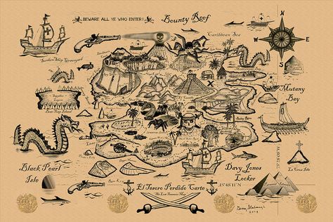 Treasure Map Drawing, Treasure Maps For Kids, Fantasy Map Making, Pirate Treasure Maps, Ship Map, Thumbnail Sketches, Maps For Kids, Pirate Art, Treasure Map