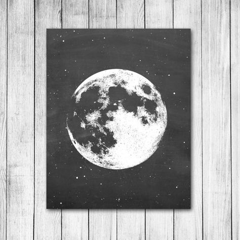 INSTANT DOWNLOAD The Moon and The Stars Celestial by 1thirteen The Moon And The Stars, Mystical Moon, Chalkboard Style, Silhouette Stencil, Easy Diy Art, Chalkboard Art, Digital Art Print, Moon Tattoo, Art Stuff