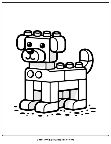 a Lego Dog Police Coloring Pages Free Printable, Lego Colouring Pages, Lego Coloring Pages Printables Free, Lego Drawing Easy, Coloring Activities For Kids Worksheets, Lego Clip Art, School Coloring Pages Free Printable, Boy Coloring Sheets, Lego Doodle