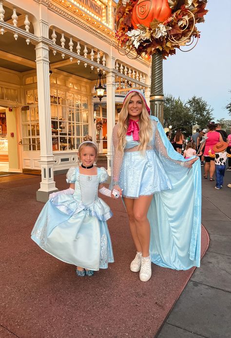 Halloween Disney costume Cinderella & Fairy Godmother Cinderella And Godmother Costume, Disney Mommy And Me Costumes, Mother Daughter Disney Costumes, Family Of 3 Disney Halloween Costumes, Diy Fairy Godmother Costume Cinderella, Princess Family Halloween Costumes, Cinderella And Fairy Godmother Costumes, Fairy Godmother Disneybound, Family Cinderella Halloween Costumes