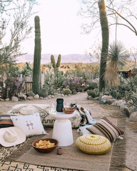 This desert masterpiece is the outcome of an artistic getting inspired by Joshua Tree’s creative community. | Photo Credit: The Joshua Tree House Desert Ranch, Desert Backyard, Joshua Tree House, Mexican Hacienda, Desert Decor, Bohemian Garden, Desert Living, Luxury Tents, Desert Vibes