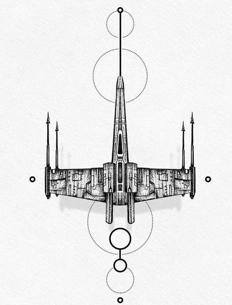 Star Wars Ships Tattoo Design, Geometric Star Wars Tattoo Design, Star Wars Tattoo X Wing, Jedi Starfighter Tattoo, Pretty Star Wars Tattoo, Star Wars X Wing Tattoo, X Wing Fighter Tattoo, Xwing Star Wars Tattoo, Star Wars Line Drawing