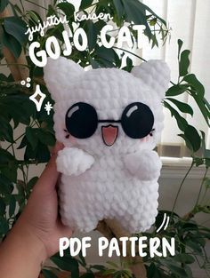 Gojo Cat Crochet Pattern Free, Gojo Cat Crochet, Jjk Crochet, Ideas Para Manualidades, Gojo Cat, Crochet Terminology, Simple Makeup Tips, Quick Crochet Patterns, Dress Design Drawing