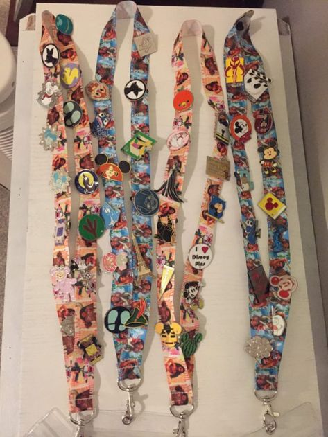 Lanyards done Disney Lanyard Display, Disney Pin Lanyard Display, Disney Cruise Lanyard Card Holders, Diy Pin Board, Disney Pin Display, Disney Pin Lanyard, Disney Lanyard, Trading Pins At Disney World, Disneyland Pin Trading